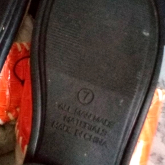 Vintage NWOT Women's  Whipped-stitch Upper Leather Sandals Orange/White size 7 - Picture 6 of 9